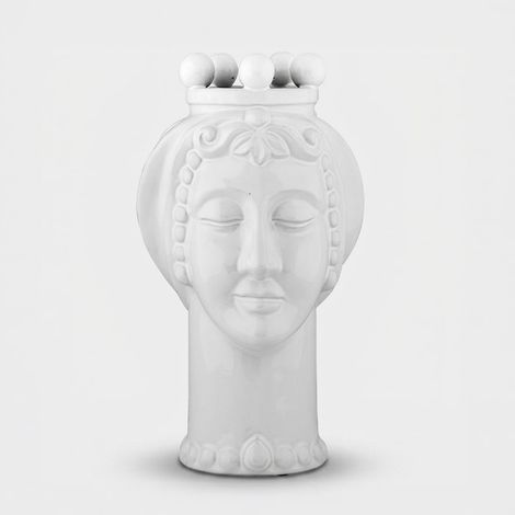 Vaso decorativo in ceramica volto Frangipani - Bianco (1/3)