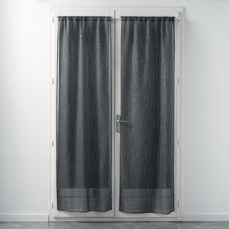 Douceur D'Intérieur – Paire droite passe tringle 2x70x200 cm – Voilage sable – Applique filiane anthracite – Pour fenêtres de cuisine (1/5)