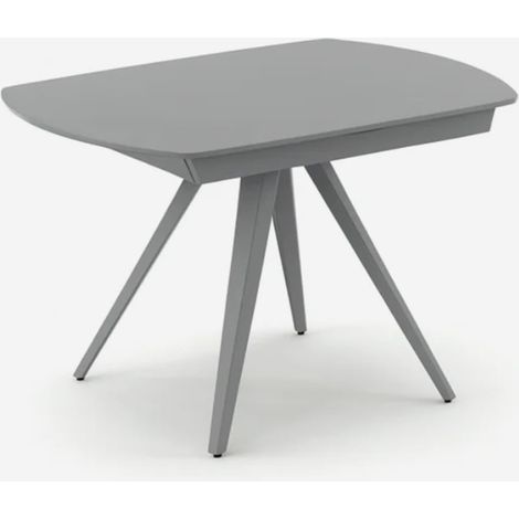 Table de salle à manger extensible en verre et métal 120/180x90 Float - Gris (1/4)
