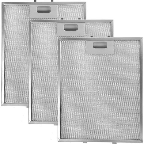 SPARES2GO incornicia filtri metallici per estrattore ricreativo/aspiratore (non universale, Confezione da 3 filtri, argento, 318 x 258 mm)