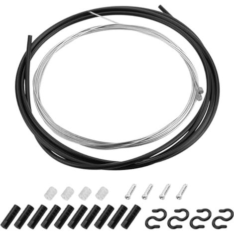Kit de câble de dérailleur de vélo avec gaine de 2 m et 2 câbles intérieurs en acier galvanisé, avec embouts, joints toriques, clips de guidage, remplacement universel pour dérailleur avant et arrière (1/5)