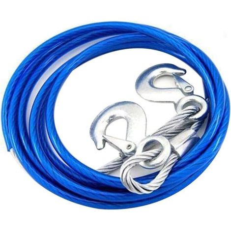 Cordes de Remorquage de 5 Tonnes Résistante 4 Mètres Dépannage Cable de Remorquage avec 2 Crochets de Sécurité pour Voitures