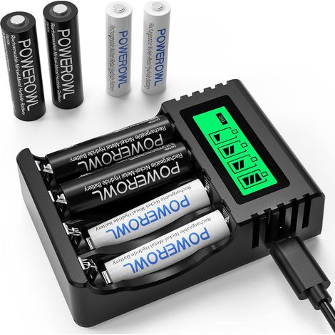 Chargeur Piles Ensemble rapide LCD Piles rechargeables AA AAA Batterie Bureau (1/5)