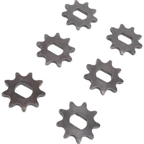 Pignons 420 9T, Pignon de Moteur en Acier avec Diamètre Intérieur de 12x17mm pour Chaînes 420 6 Pièces (1/4)