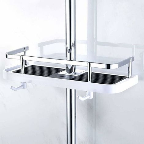 Étagère de douche Panier de rangement Fixation murale réglable Métal résistant à la rouille 270 mm x 116 mm x 50 mm QERSTA (1/5)