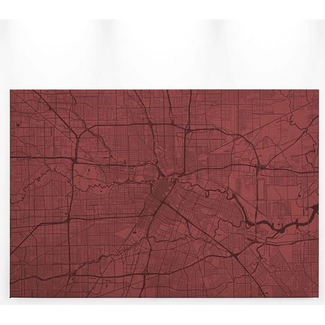 Tableau moderne plan de ville rouge | Tableau style industriel rouge pour chambre ado | Tableau sur toile tendance déco salon 0,9 x 0,6 m (1/5)