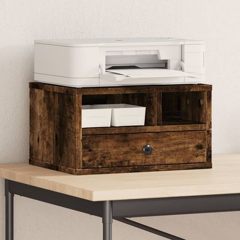 vidaXL Supporto Stampante Rovere Fumo 40x32x22,5 cm Legno Multistrato