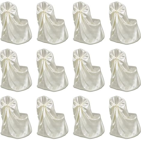 Stuhlhussen für Hochzeit Bankett 12 Stk. Creme (1/4)