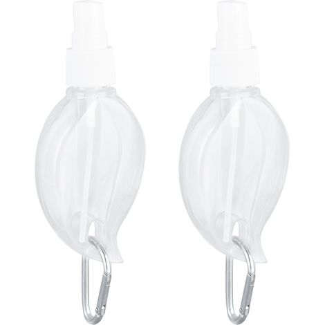 2 Bouteilles Porte-clés 50ml Transparentes Anti-fuites Remplissables pour Savon Liquide Voyage
