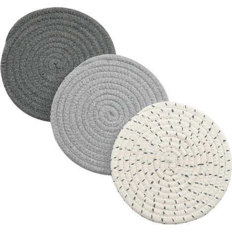 Ensemble de maniques tissées (lot de 3), dessous de verre élégants, dessous de plat, repose-cuillère pour la cuisine et la pâtisserie b [jkw] (1/4)