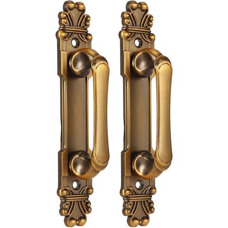 Poignées de Porte Vintage 2 Pièces, Entraxe 11.5 cm, Dimensions 16.5x2.9x3.5 cm, Alliage Zinc Doré Antique - Installation Facile, Style Rétro Européen (1/4)
