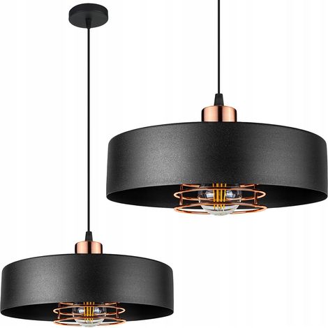 Toolight – Lampe suspendue métal noir E27 – 1 point de lumière – Finition résistante aux rayures – Pour espaces modernes et contemporains - 1-POINTS