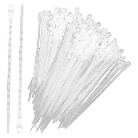 Serre-Câble Blanc avec Trou de Vis 20cm, Attache Câble Électrique en Nylon Autobloquant, Fixation Câble pour Gestion de Fils au Bureau, à la Maison et à l'Atelier (1/5)