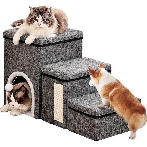 Escaliers pour chiens, design pliable, marches antidérapantes, Gris Foncé (1/2)