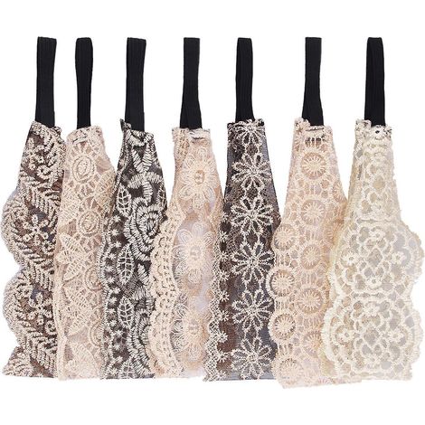 Spitzenstirnbänder für Damen und Mädchen, elegante elastische Stirnbänder, breite Stirnbänder, Haarturban-Accessoires (1/5)