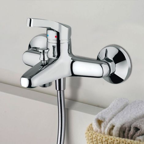 Robinet de salle de bain mitigeur bagnoire et douche en laiton chromé (1/3)