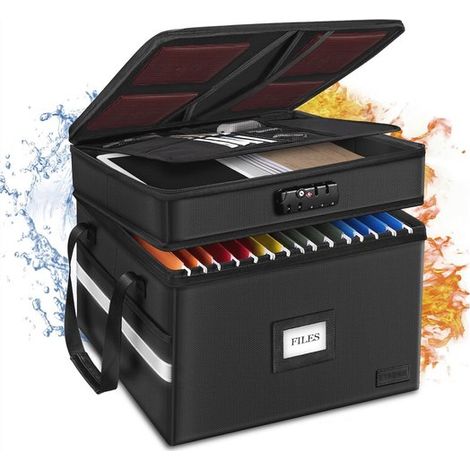 Caja para documentos ignífuga e impermeable con 7 compartimentos y cerradura. (1/5)