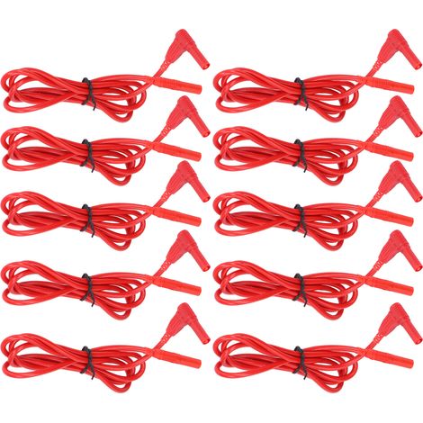 Lot de 10 câbles de test pour multimètre, fiches bananes mâles 4mm, adaptateur connecteur rouge J.70018 (1/5)