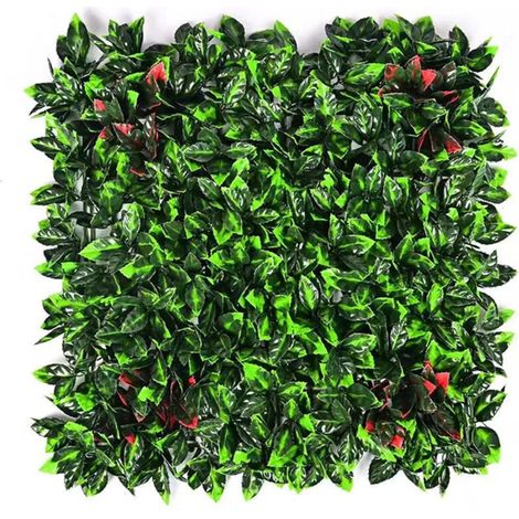 Lot de 4 haies murales artificielles, écrans de protection et d'intimité pour jardin, toile de fond en gazon synthétique, protection UV, 50 cm x 50 cm (1/5)