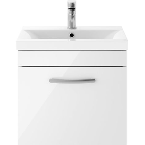 Nuie Athena Wall Hung 1-Drawer Vanity Unit with Basin-1 500mm Wide - Gloss White (1/5)