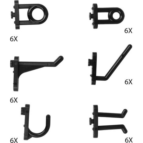 Ganci assortiti in nylon per pannello forato 36 pz.