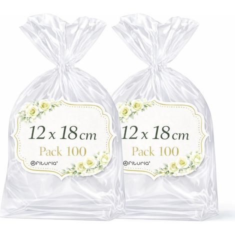 Sachets Cellophane Transparents 12 x 18 cm, Sachet plastique Transparent pour kits cadeaux et douceurs – Sachets cadeaux pour Boutique, DIY, Événements, 2 Packs (200 Sacs) (1/5)