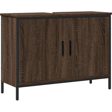 Armoire lavabo de salle de bain design moderne peu encombrant 80 x 30 x 60 cm en bois d'ingénierie chêne marron