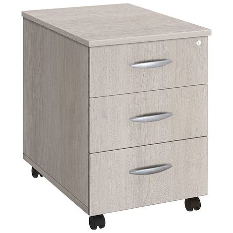 Caisson mobile bois chêne gris 3 tiroirs P 60 cm Essens - Maxiburo