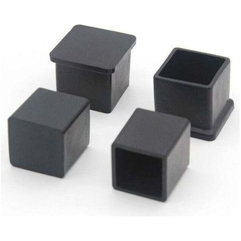 Lot de 10 Embouts de Pieds de Chaise carrés en Caoutchouc antidérapant pour protéger Le Sol des Meubles et des Tables 20 x20 mm, Noir (1/4)