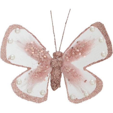 Baumschmuck Schmetterling Perle rosa 16cm - Atmosphera créateur d'intérieur