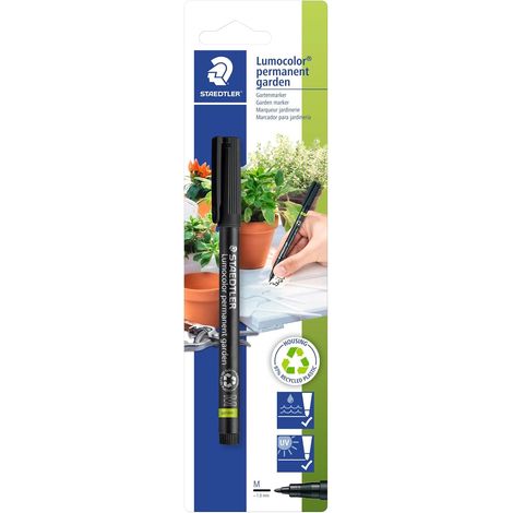 Feutre indélébile noir spécial jardin et extérieur, Résistant aux UV et à l'eau, Pointe moyenne de 1 mm, Sous étui blister, 319 GM M-9 (1/5)
