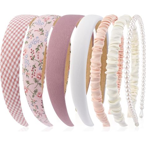 7 diverse fasce per capelli per - Fasce per capelli rosa alla moda, fasce per capelli con perline, fasce per capelli antiscivolo adatte a capelli fini, spessi e corti, accessori per capelli per lavars