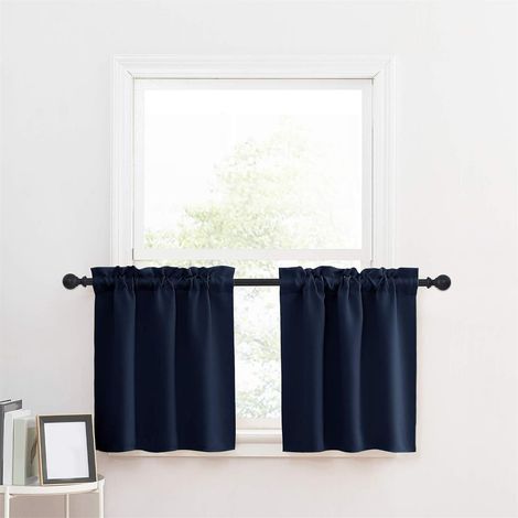 Rideau Court - Rideau Filtre Lumière En Polyester - Pour Fenêtre Courte Ou Bas De Fenêtre - Hauteur 60 90 Ou 120 Cm - Lot De 2 (1/3)
