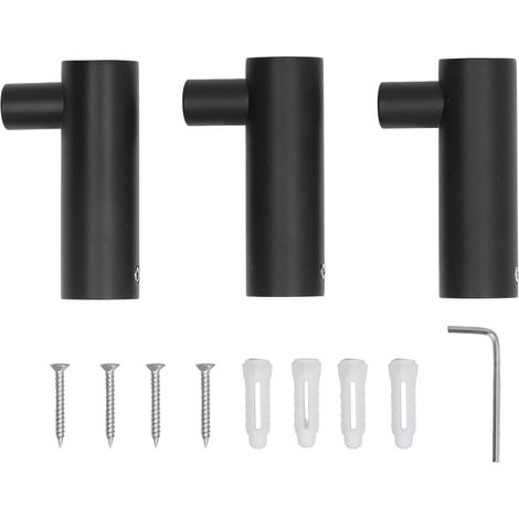 3 Crochets Porte-Serviettes Noir Mat Acier Inoxydable pour Salle de Bain, Cuisine ou Balcon - Lot de 3 (1/5)