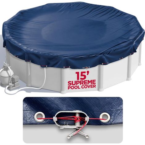 Copertura per piscina rotonda da 15 piedi per piscine fuori terra, copertura per piscina fuori terra, copertura per piscina, copertura invernale per piscina, tiene fuori i detriti, resistente al fredd (1/5)