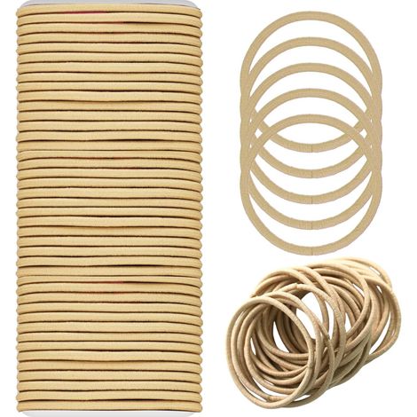 100 Élastiques Cheveux 2 mm Chouchous Petits Élastiques Cheveux Souples Sans Métal pour Femmes, Filles et Enfants (Beige) (1/5)