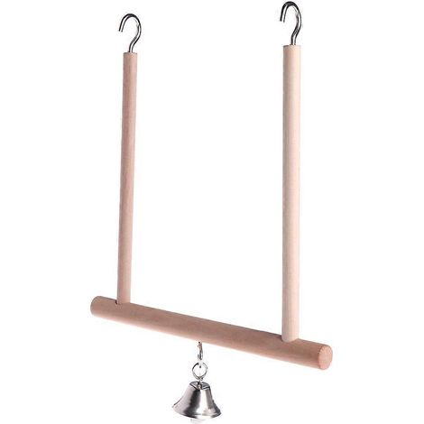 Perchoir en bois avec balançoire et clochette, jouet pour cage de petits perroquets (1/4)