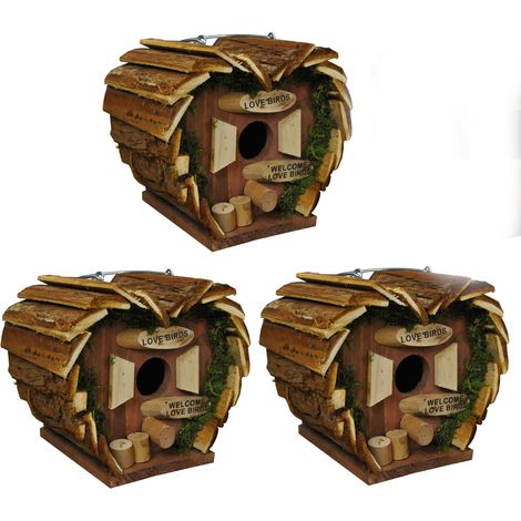 Hanging Wooden Love Bird Nest Box Birdhouse (Set of 3) (1/5)