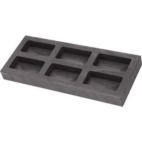 1 moule à lingots graphite, 6 empreintes, résistant haute température, pour or et argent, dimensions 195 x 80 x 17 mm (1/5)