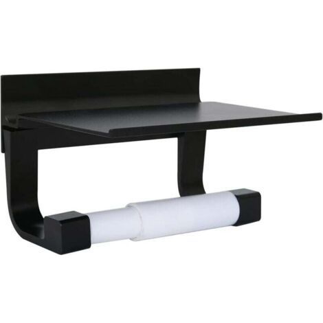 Portarrollos de papel higiénico de aluminio Ulisem para montaje en pared, con adhesivo y tornillos autorroscantes para baño (negro) (1/4)