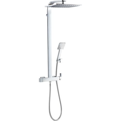 Colonne de douche avec mitigeur mécanique 1 jet chromé, inverseur céramique, hauteur réglable, fonction soft, anti-calcaire, shiny anti-torsion, ACS (1/5)