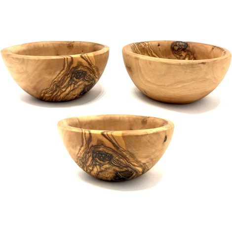 Bol à tapas rond en bois d'olivier naturel coupelle de service pour apéritif Ø 14 cm - PANGIVO (1/3)