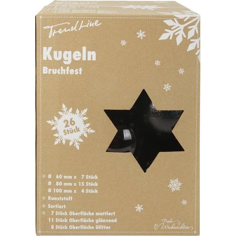 TrendLine Deko Set aus 26 Christbaumkugeln Ø 6, 8, 10 cm Hängedekoration