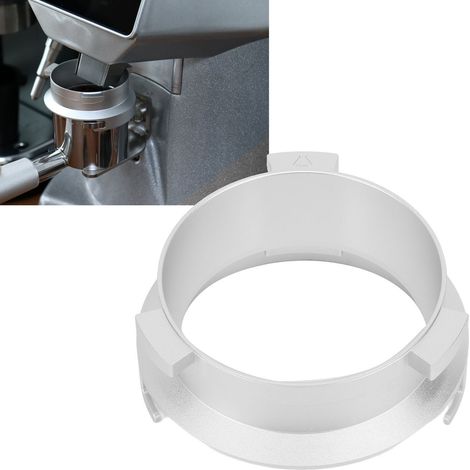 Passend für Delonghi 9er Serie Kaffeemaschinen Filterhalter 9335/9155/9355/9665, 51 mm drehbarer Kaffeepulver-Auffangring aus Legierung, silber.