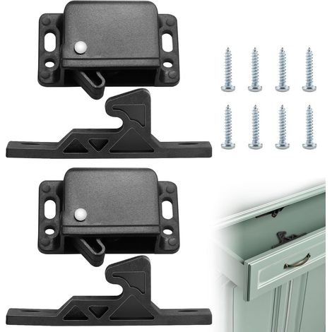 Shine Home Lot de 2 serrures pour portes d'armoires, tiroirs, portes d'armoires avec vis, 4,5 kg, fermeture par pression, poignées, tiroirs RV, armoires à boissons, portes coulissantes