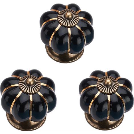 AIDUCHO Pomos de puerta de armario, tiradores de cajones de cómoda, tiradores de armarios de cocina, herrajes de cobre vintage con tornillos (negro), 3 piezas (1/4)
