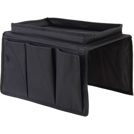 Sac de rangement noir pour accoudoir de canapé, porte-revues, sac de rangement pour télécommande, sac multifonctionnel à suspendre au côté du canapé (1/5)