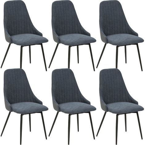 UNDY - Lot de 6 Chaises Pivotantes Tissu Bleu (1/4)