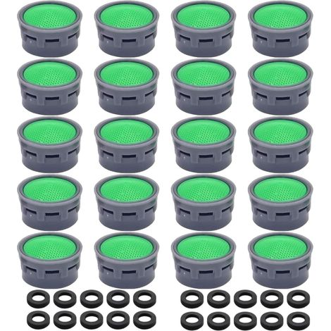 20 pièces filtre de robinet avec étanchéité de 20 pièces, aérateur de robinet, insert de filtre à eau du robinet, pièces d'accessoires de remplacement de robinet, pour salle de bains, cuisine (1/5)