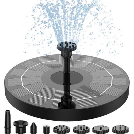 Improved Solar Outdoor Fountain, Solar Fountain with 6 Spray Effects, Solar Pond Pump, Solar Floating Fountain Pump for Garden, Pond, Bird Bath (1/5)